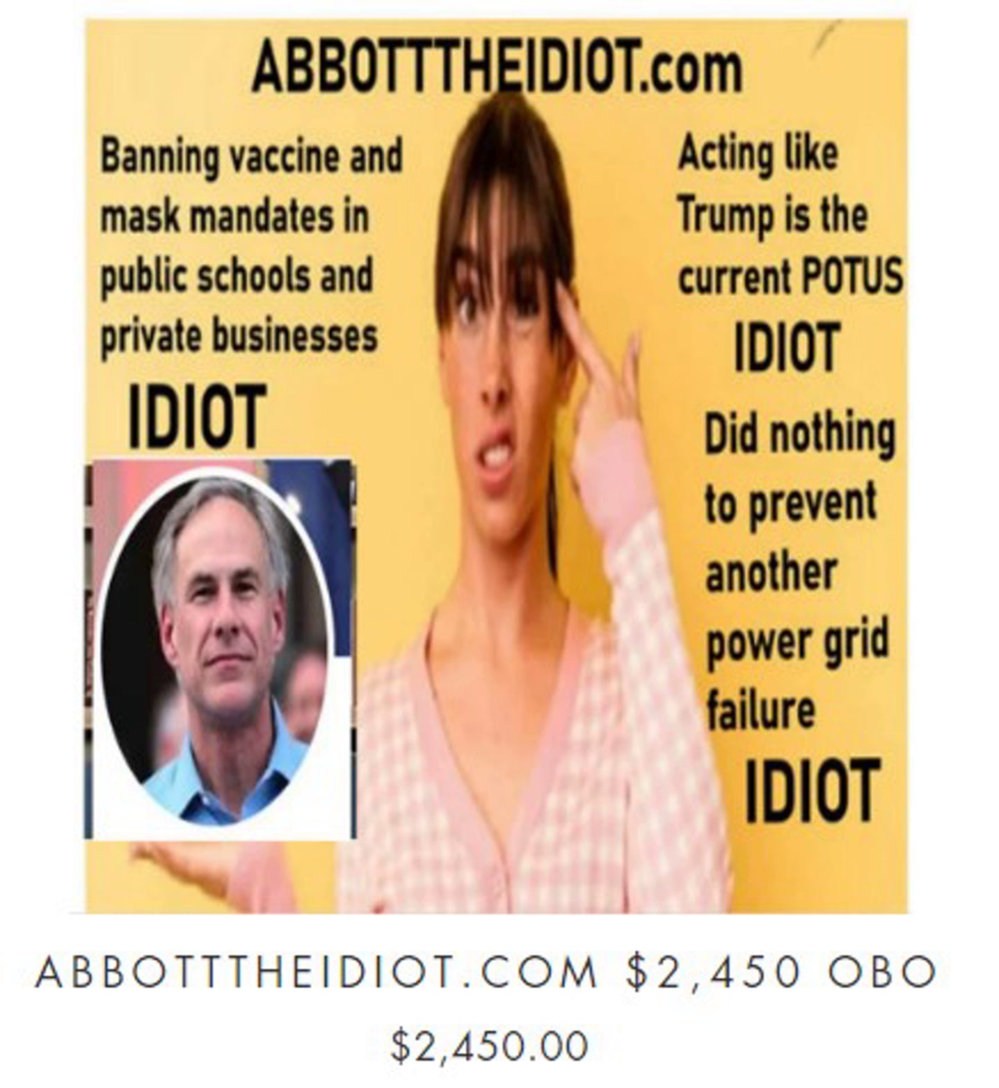 AbbottTheIdiot.com $2,450 OBO/Offering Seller Financing - The Cat and Cock Shop