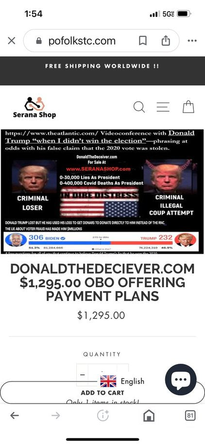 For Sale in the Domain Name Consignment collection - DonaldTheDeceiver.com $1,295