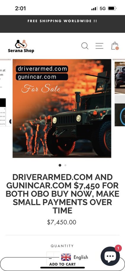 DriverArmed.com and GunInCar.com Alone Valued at $9,450 asking $7295 for both